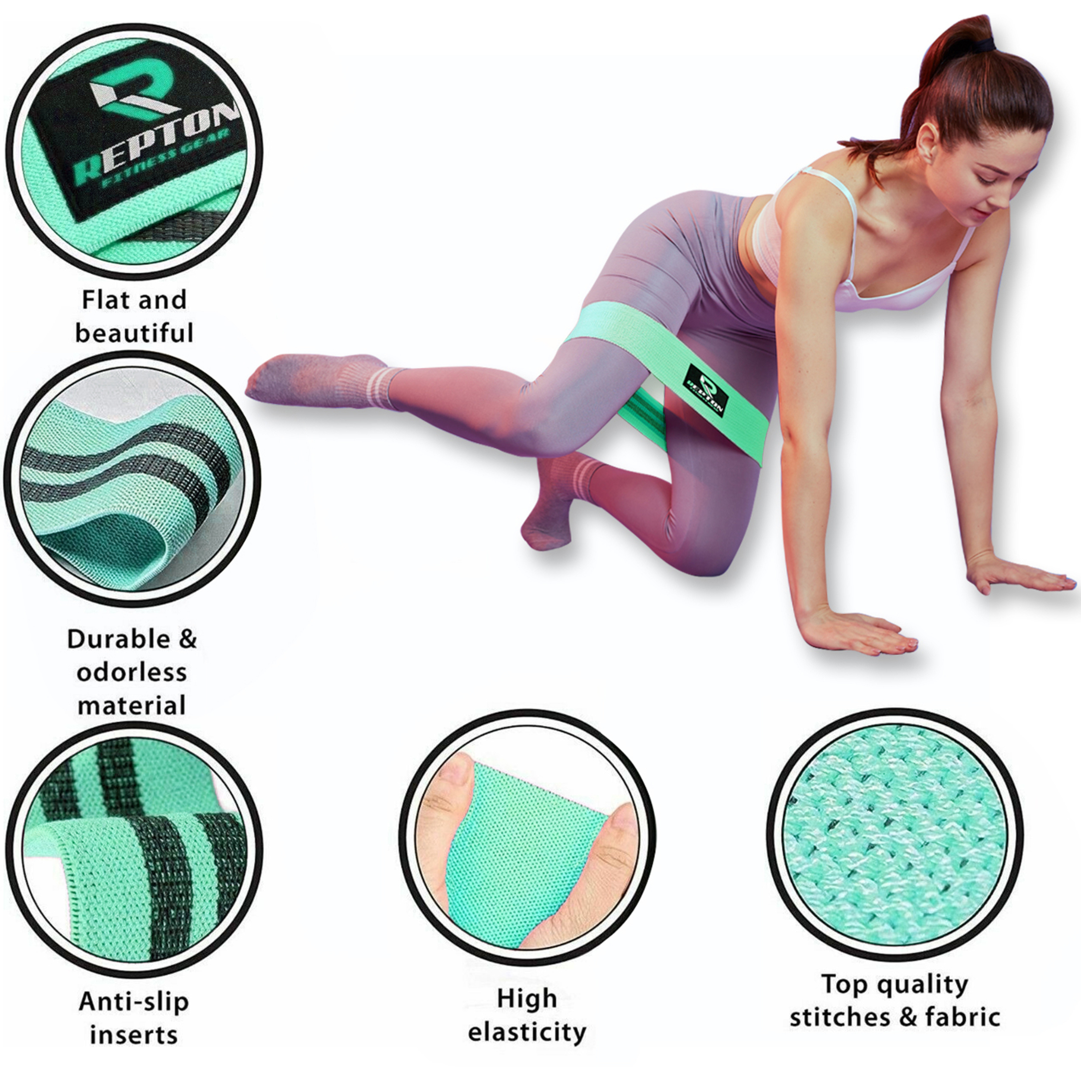 3 Sets Resistance Bands for Glutes, Hips and Legs Exercise Repton Fitness Gear