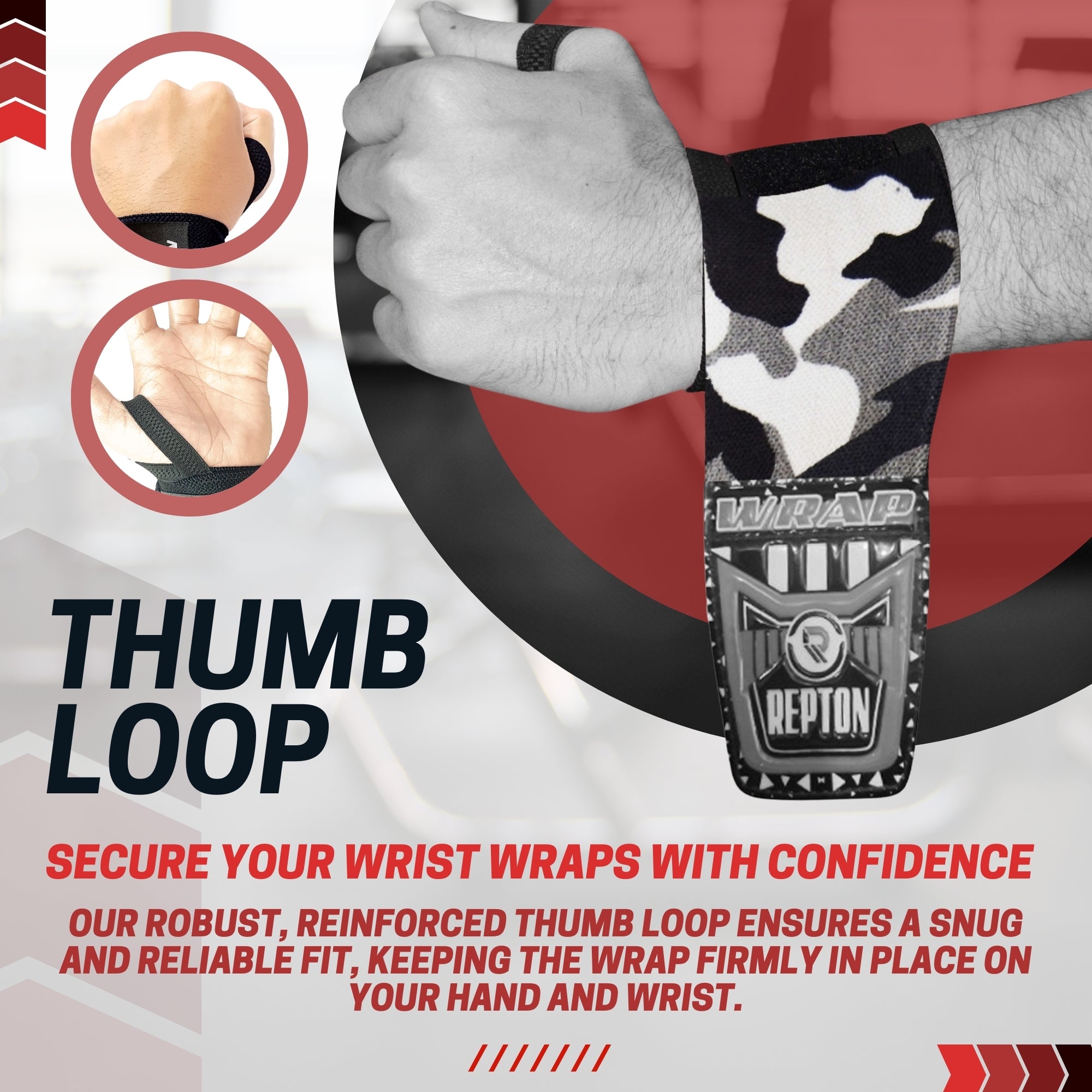 Weightlifting Wrist Wraps 18 inches - Professional Grade with Thumb Loops - Wrist Support Braces - Men & Women - Weight Lifting, Crossfit, Powerlifting, Strength Training Straps Repton Fitness and Boxing Gears