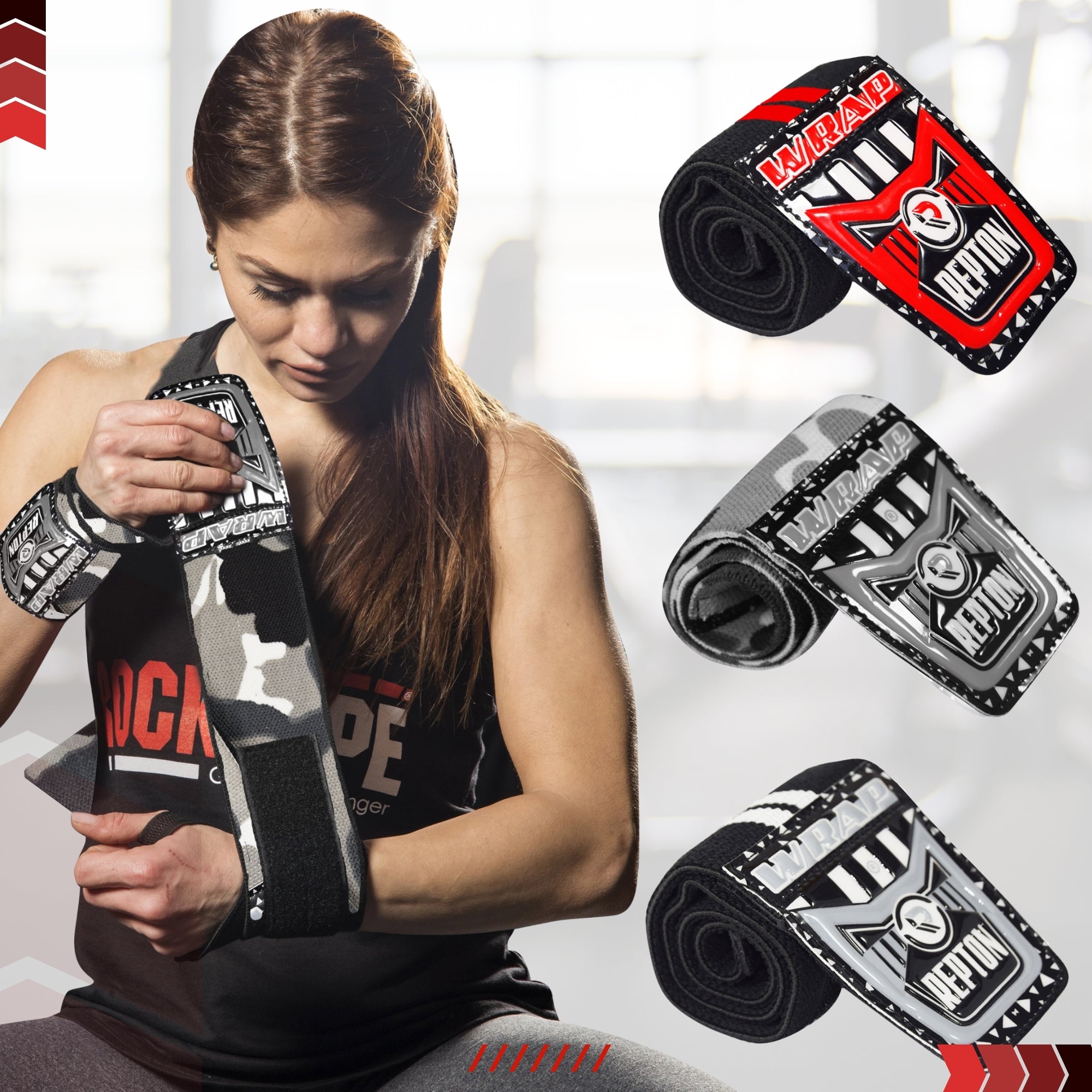 Weightlifting Wrist Wraps 18 inches - Professional Grade with Thumb Loops - Wrist Support Braces - Men & Women - Weight Lifting, Crossfit, Powerlifting, Strength Training Straps Repton Fitness and Boxing Gears