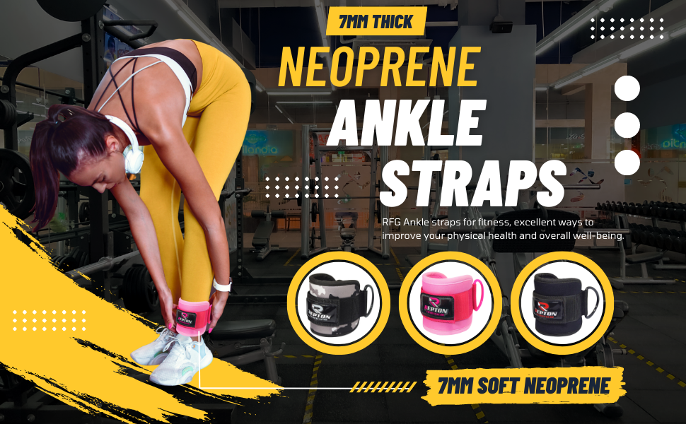 Ankle Straps for Cable Machines Attachments Neoprene Support Repton Fitness Gear