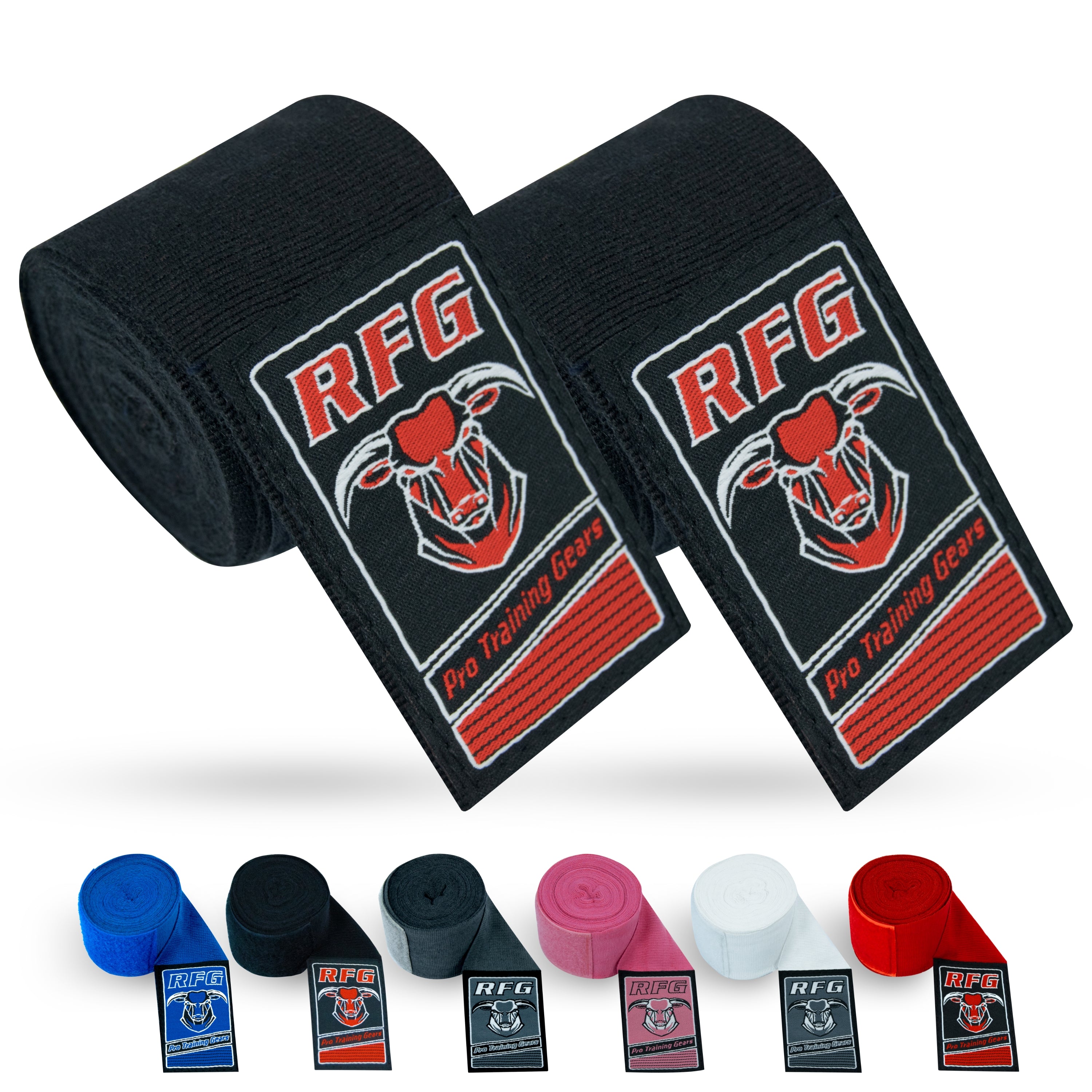 RFG Gears Boxing Hand Wraps – 2.5m, 3.5m, 4.5m Elastic Thumb Loop Bandages for Wrist Protection – Ideal for Muay Thai, MMA, Kickboxing Training Repton Fitness and Boxing Gears