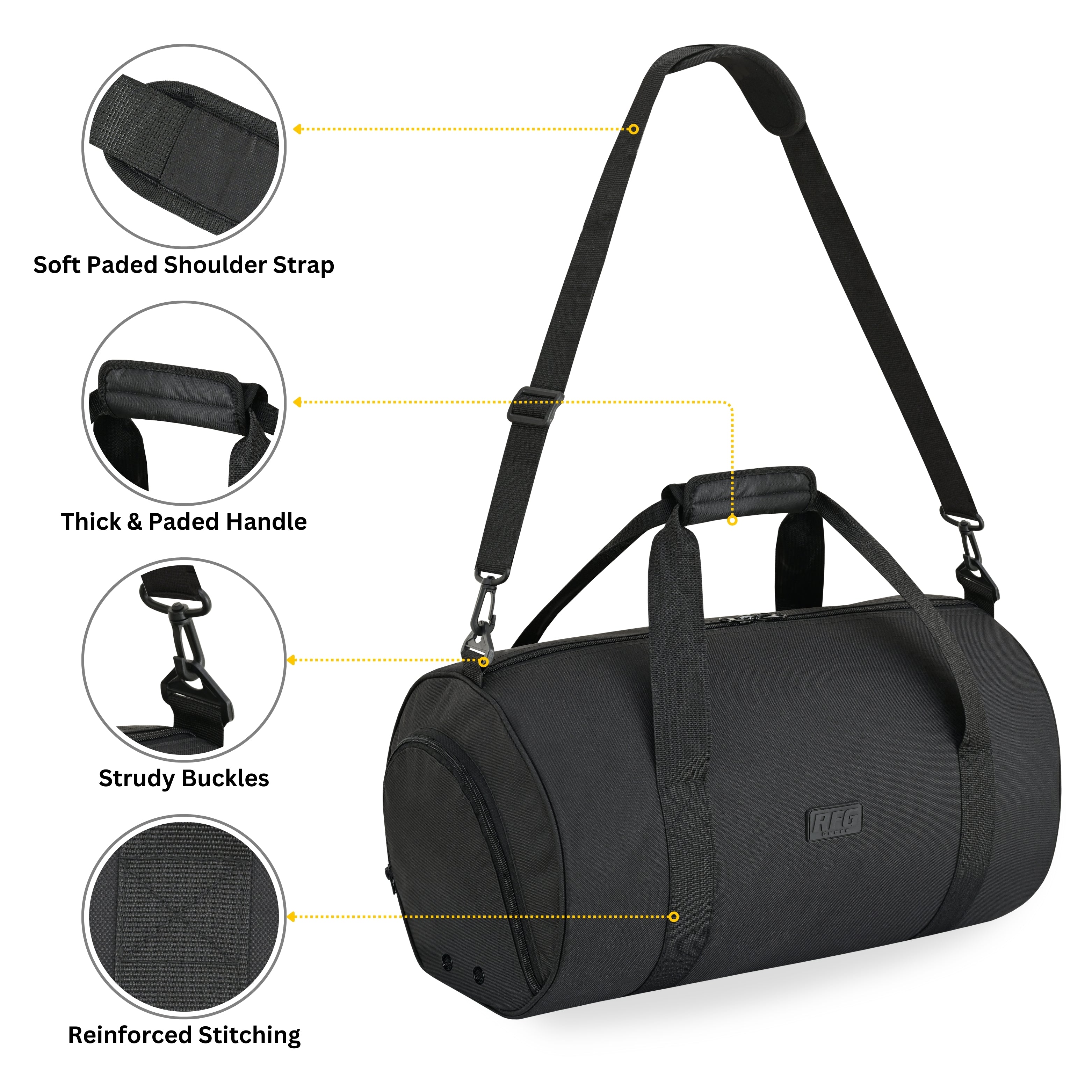Travel Holdall with Trolley Sleeve & Padded Straps (Jet Black, Pink) Repton Fitness and Boxing Gears