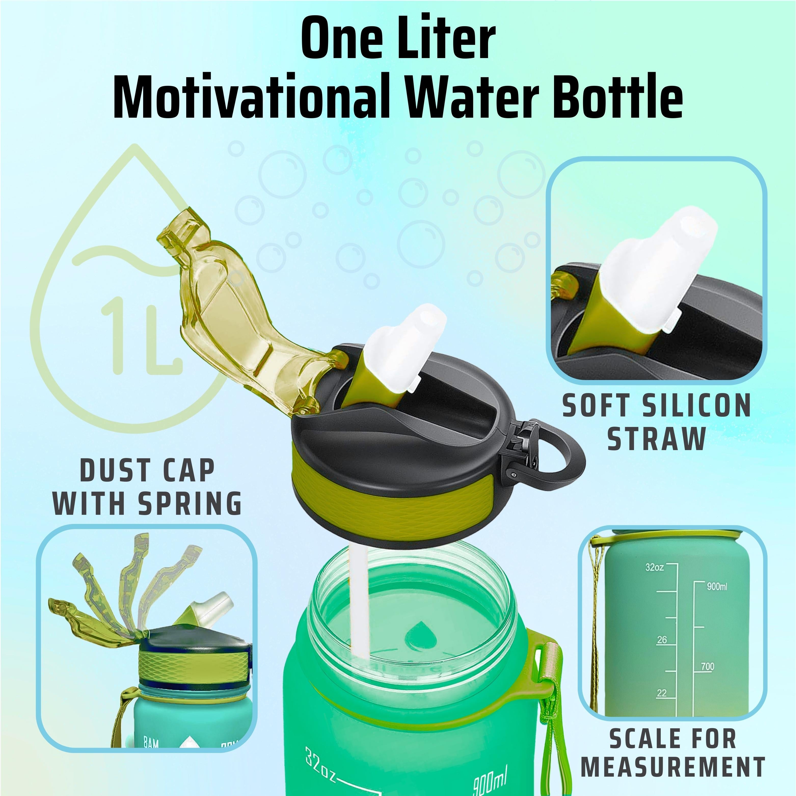 Repton 1L Sports Water Bottle with Motivational Time Marker - Stay Hydrated in Style! Repton Fitness and Boxing Gears
