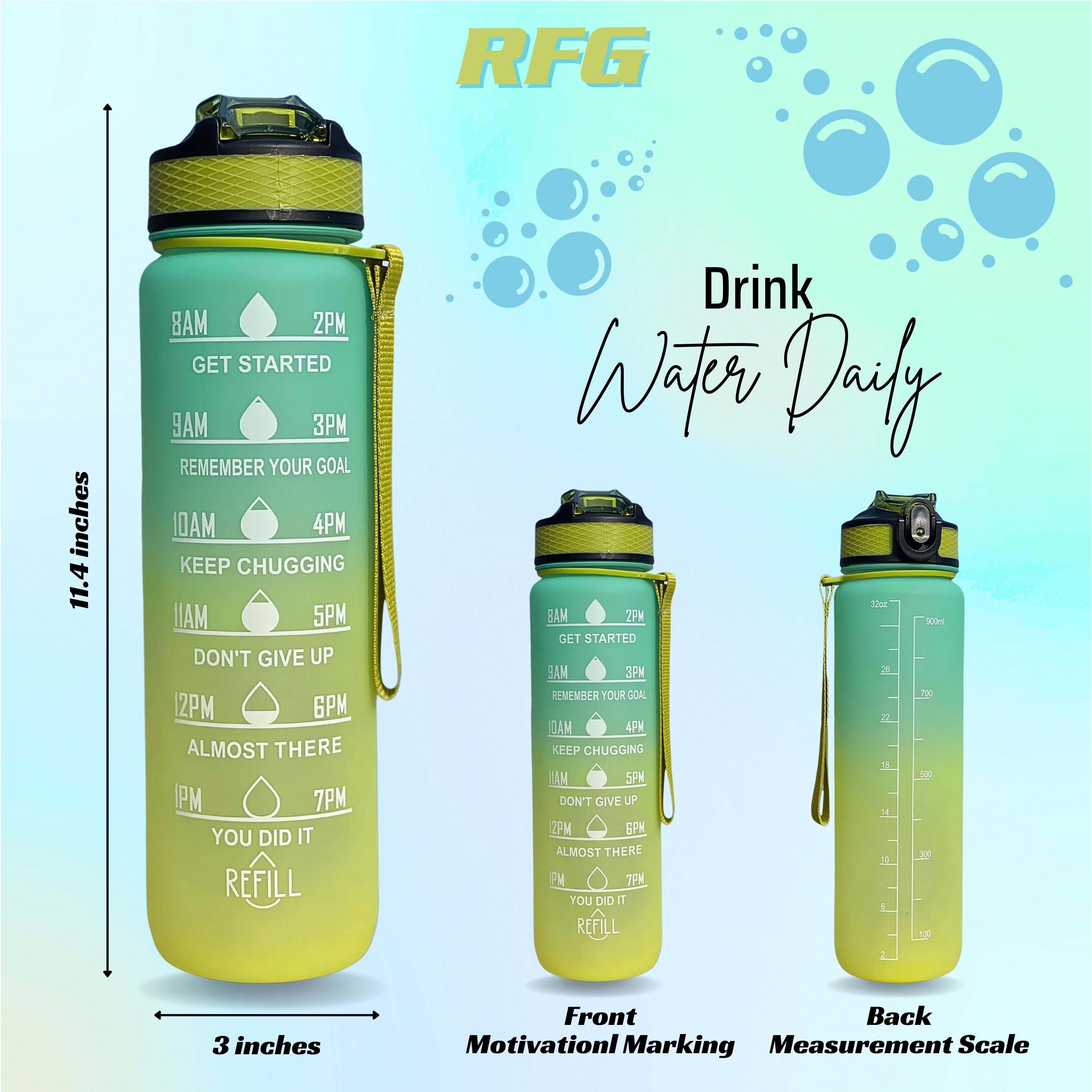 Repton 1L Sports Water Bottle with Motivational Time Marker - Stay Hydrated in Style! Repton Fitness and Boxing Gears