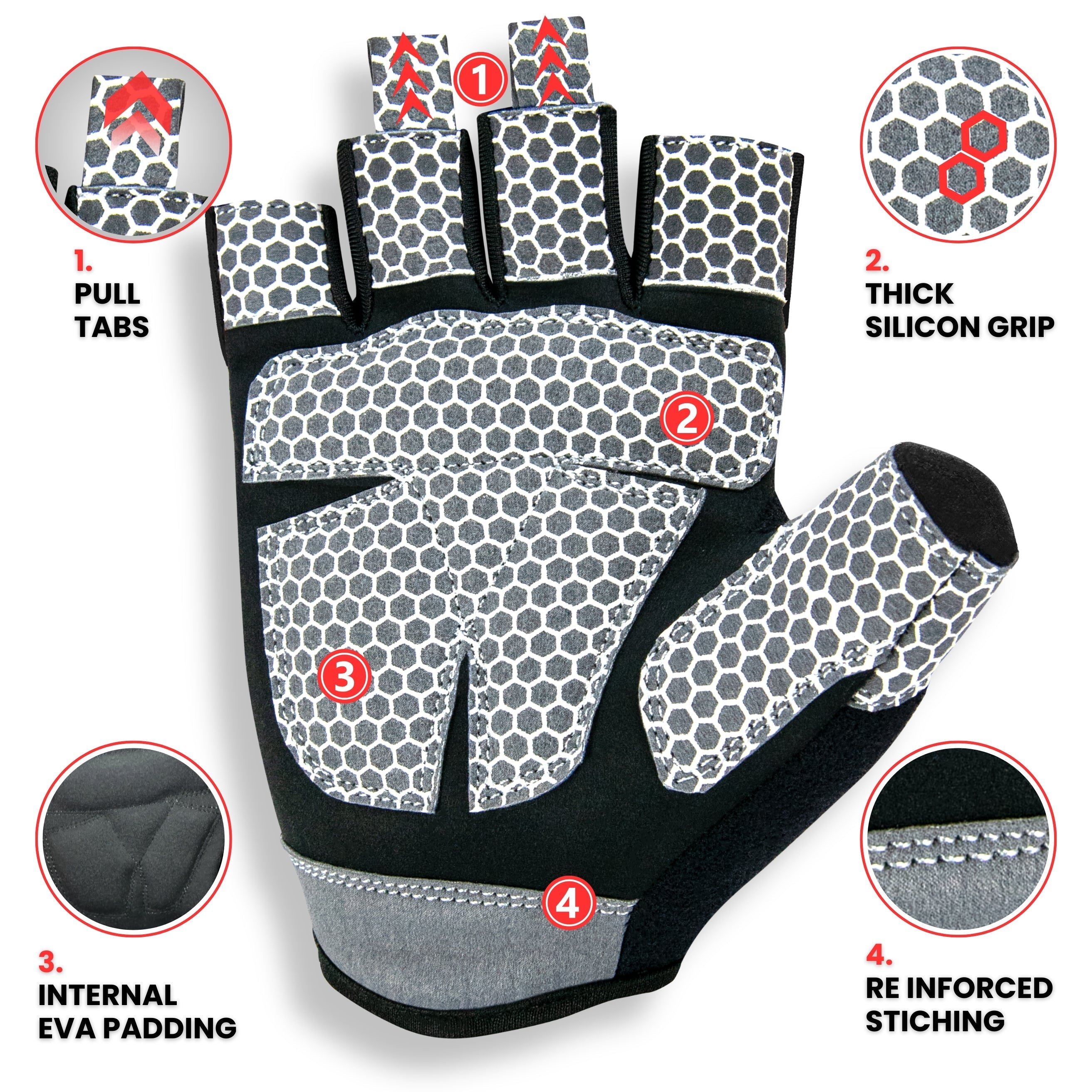RFG Gears Gym Gloves with Wrist Strap Weight Lifting Gloves Breathable Mesh Back & Antislip Padding on Palms Suitable for Men & Women for Workout Fitness Strength Training & Cycling Repton Fitness Gear