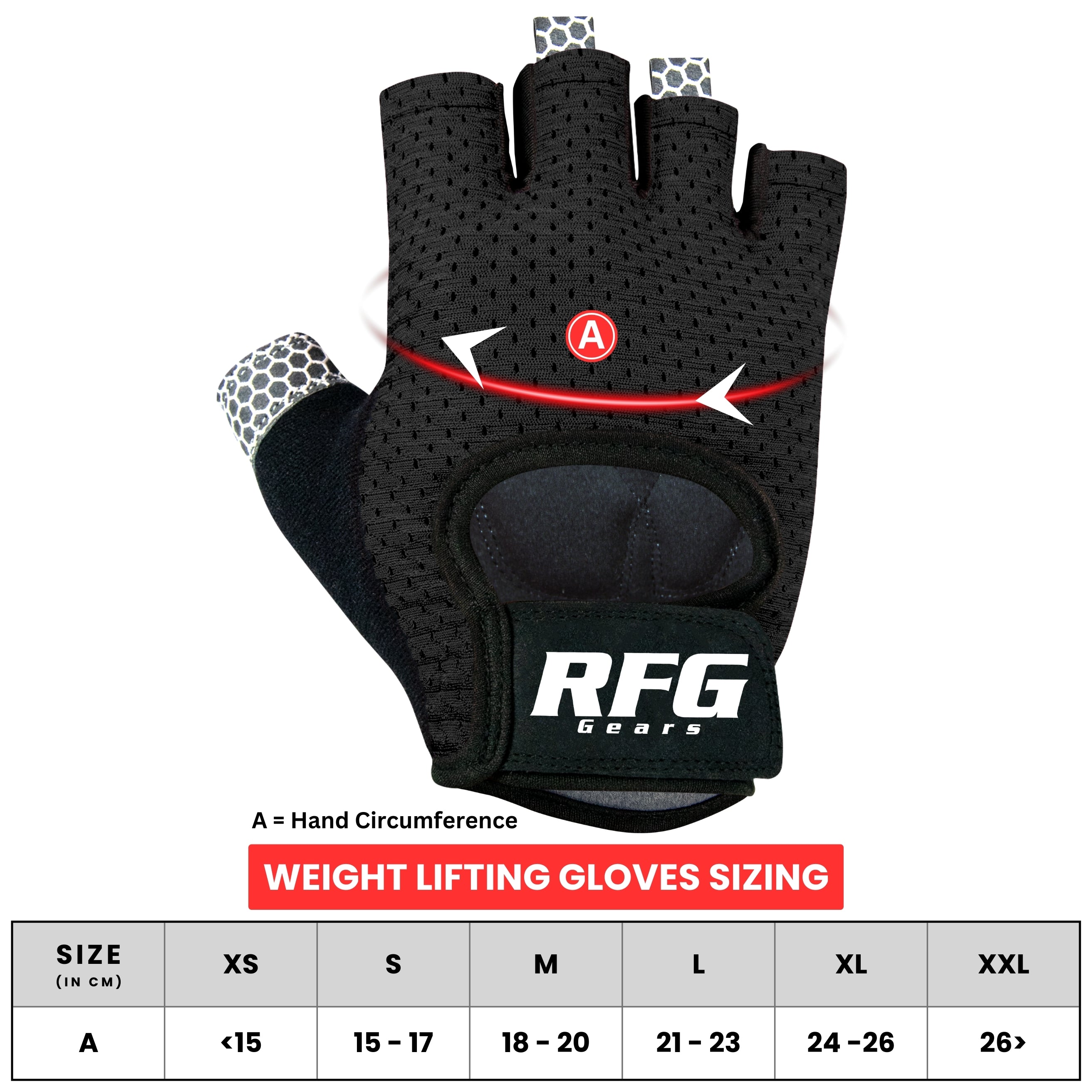 RFG Gears Gym Gloves with Wrist Strap Weight Lifting Gloves Breathable Mesh Back & Antislip Padding on Palms Suitable for Men & Women for Workout Fitness Strength Training & Cycling Repton Fitness Gear