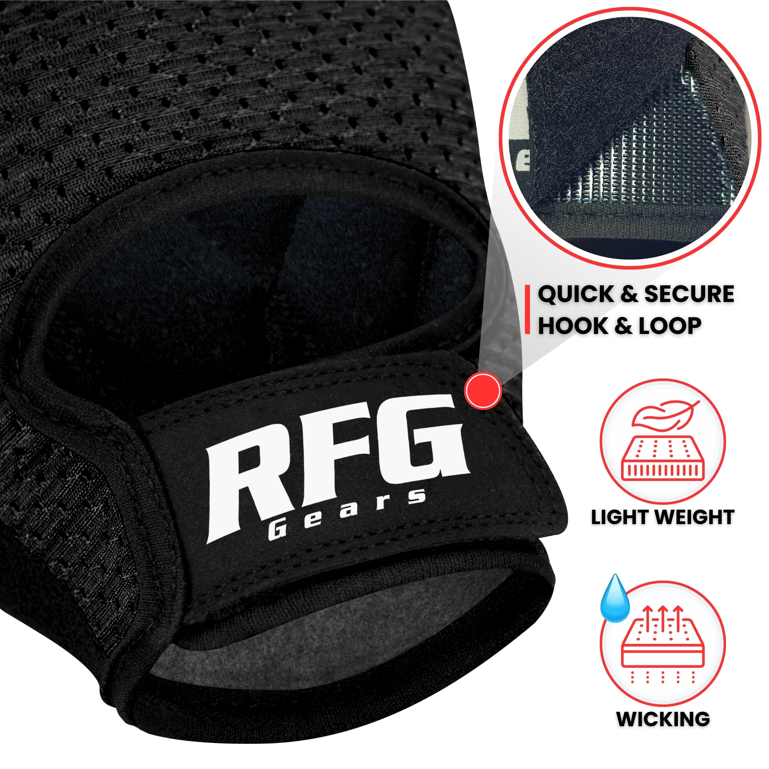 RFG Gears Gym Gloves with Wrist Strap Weight Lifting Gloves Breathable Mesh Back & Antislip Padding on Palms Suitable for Men & Women for Workout Fitness Strength Training & Cycling Repton Fitness Gear