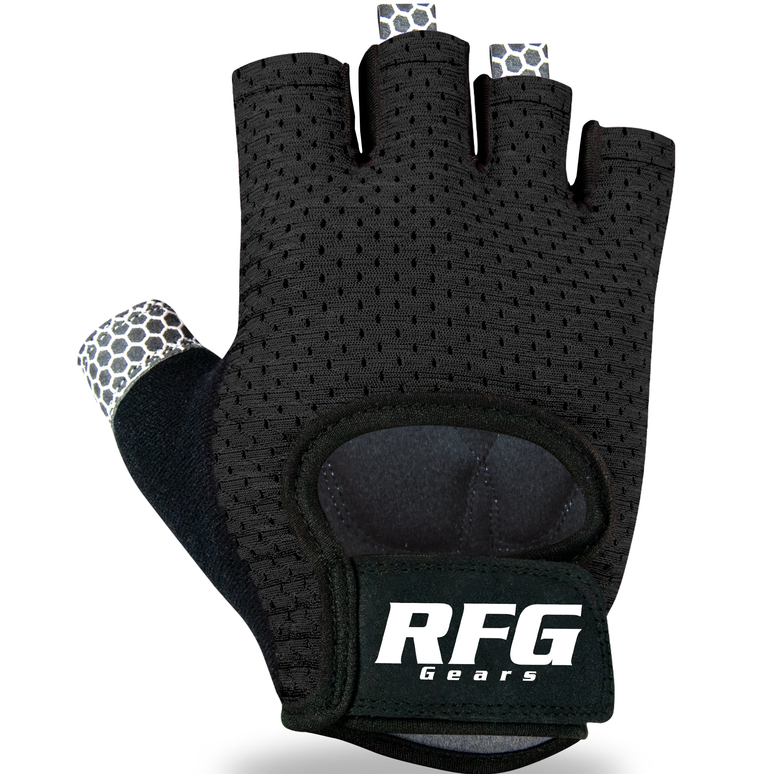 RFG Gears Gym Gloves with Wrist Strap Weight Lifting Gloves Breathable Mesh Back & Antislip Padding on Palms Suitable for Men & Women for Workout Fitness Strength Training & Cycling Repton Fitness Gear