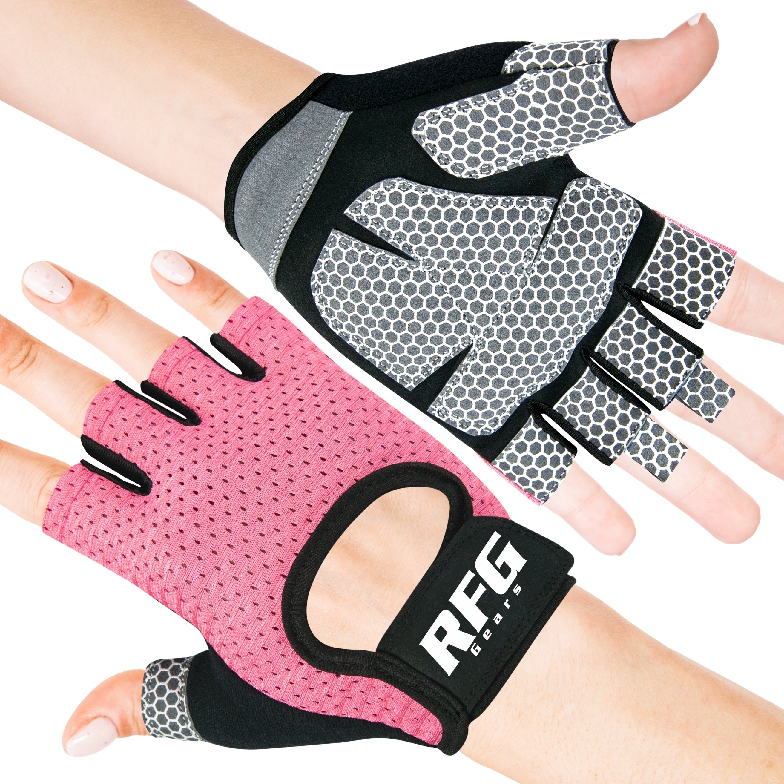 RFG Gears Gym Gloves with Wrist Strap Weight Lifting Gloves Breathable Mesh Back & Antislip Padding on Palms Suitable for Men & Women for Workout Fitness Strength Training & Cycling Repton Fitness Gear