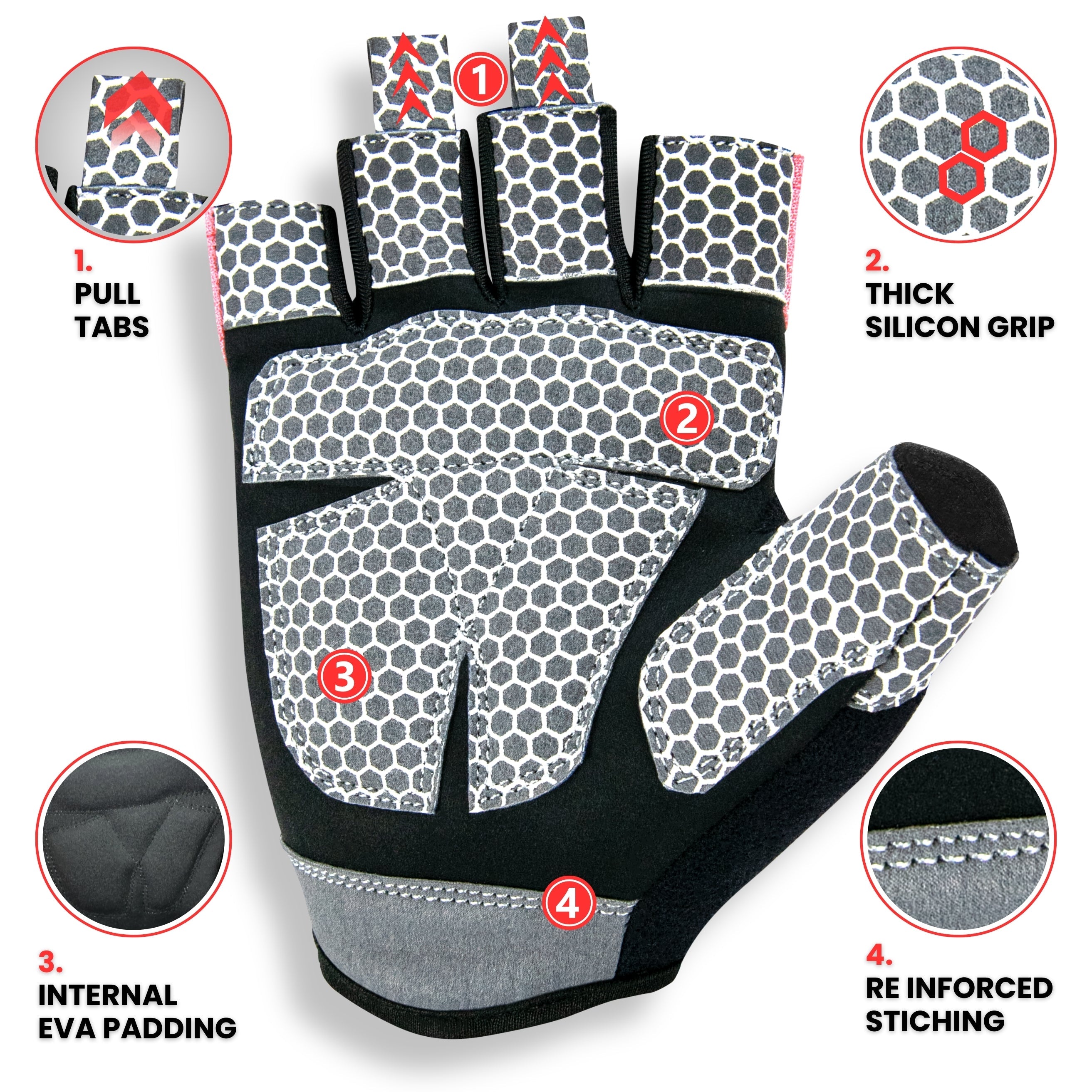 RFG Gears Gym Gloves with Wrist Strap Weight Lifting Gloves Breathable Mesh Back & Antislip Padding on Palms Suitable for Men & Women for Workout Fitness Strength Training & Cycling Repton Fitness Gear
