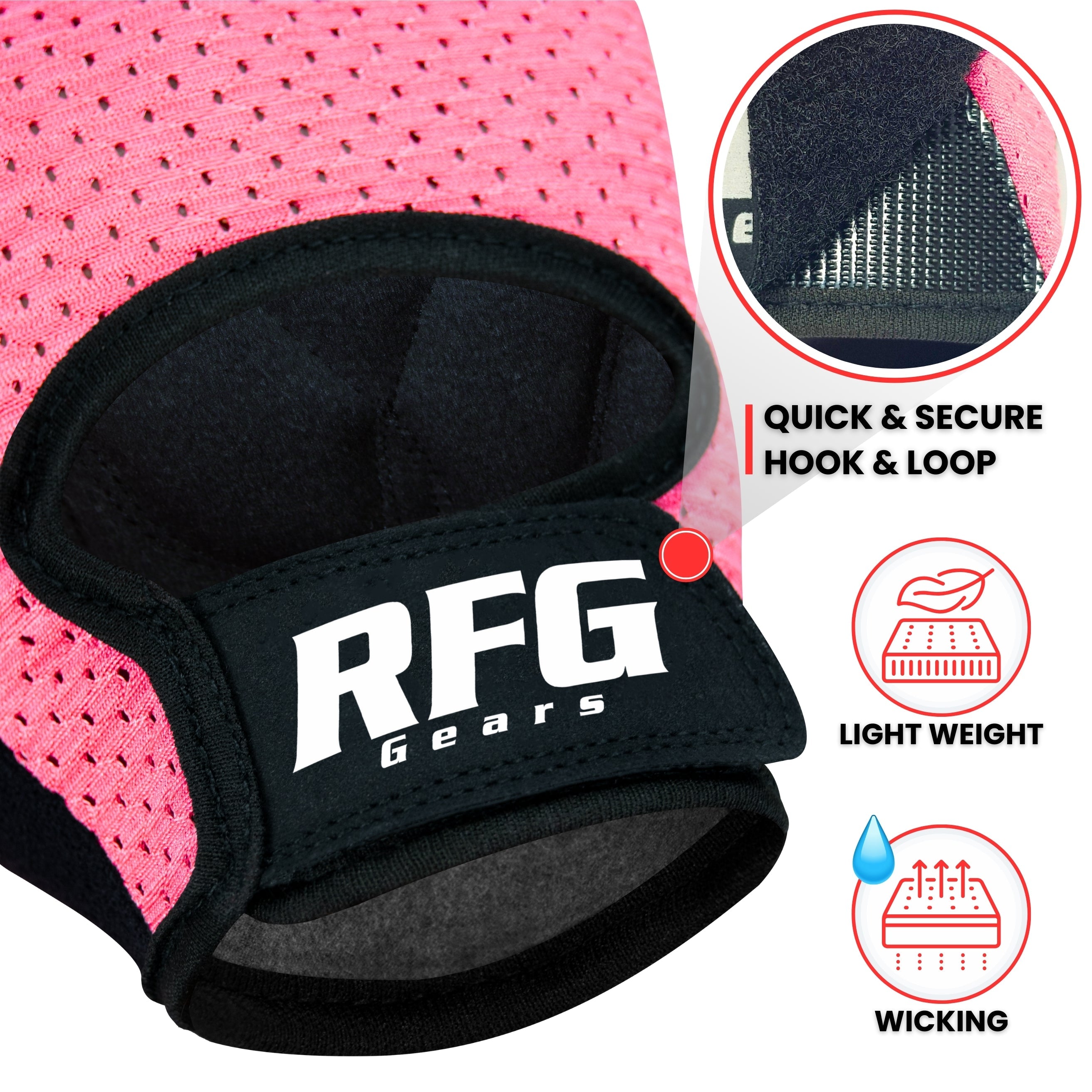 RFG Gears Gym Gloves with Wrist Strap Weight Lifting Gloves Breathable Mesh Back & Antislip Padding on Palms Suitable for Men & Women for Workout Fitness Strength Training & Cycling Repton Fitness Gear