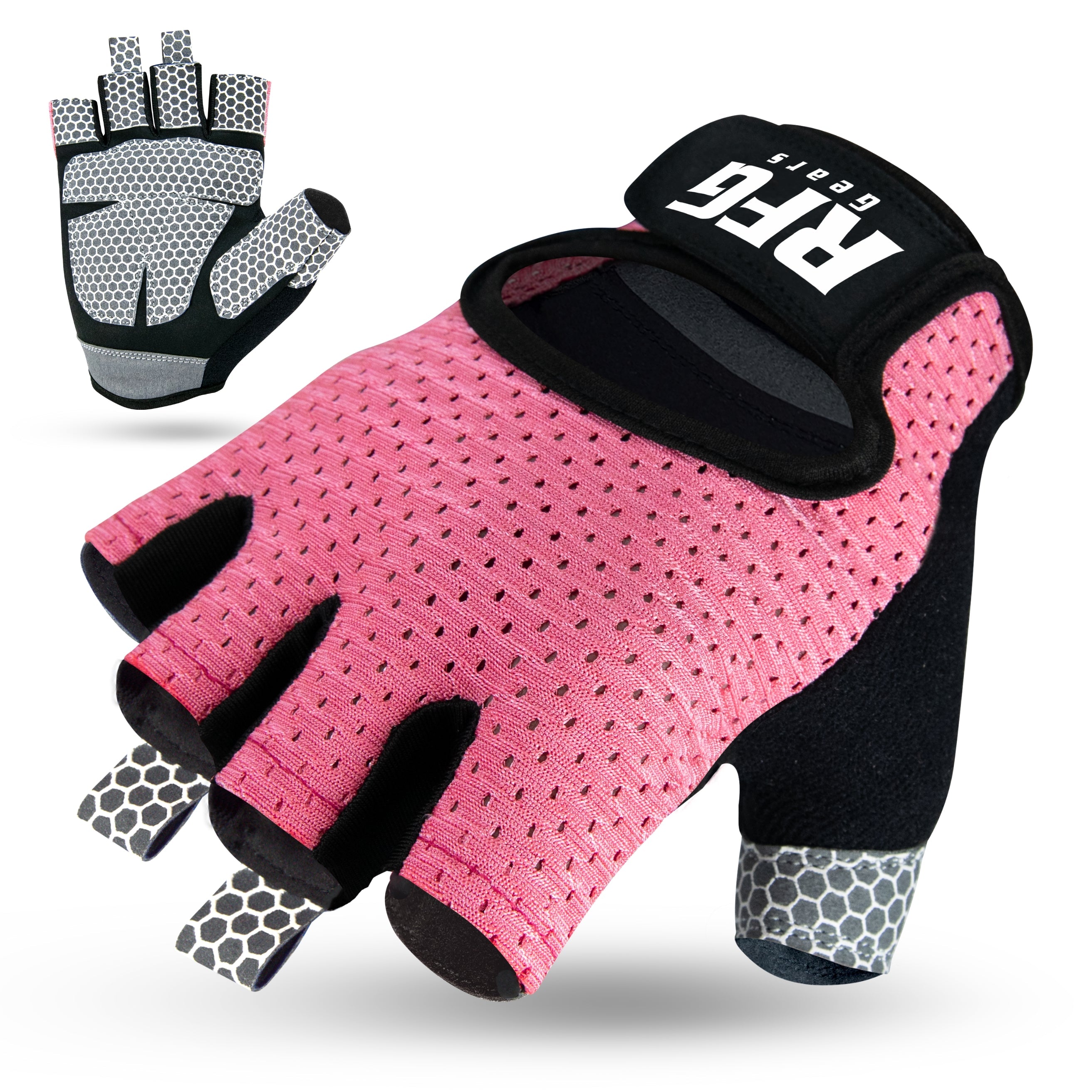 RFG Gears Gym Gloves with Wrist Strap Weight Lifting Gloves Breathable Mesh Back & Antislip Padding on Palms Suitable for Men & Women for Workout Fitness Strength Training & Cycling Repton Fitness Gear