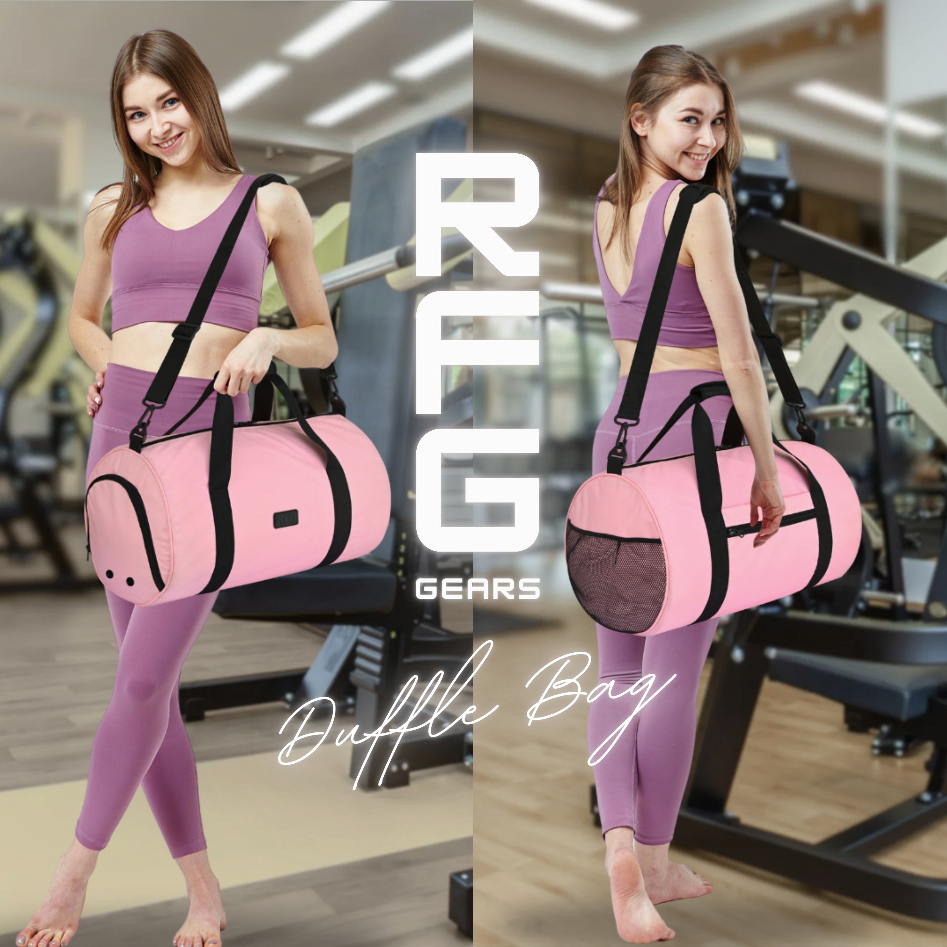 Travel Holdall with Trolley Sleeve & Padded Straps (Jet Black, Pink) Repton Fitness and Boxing Gears