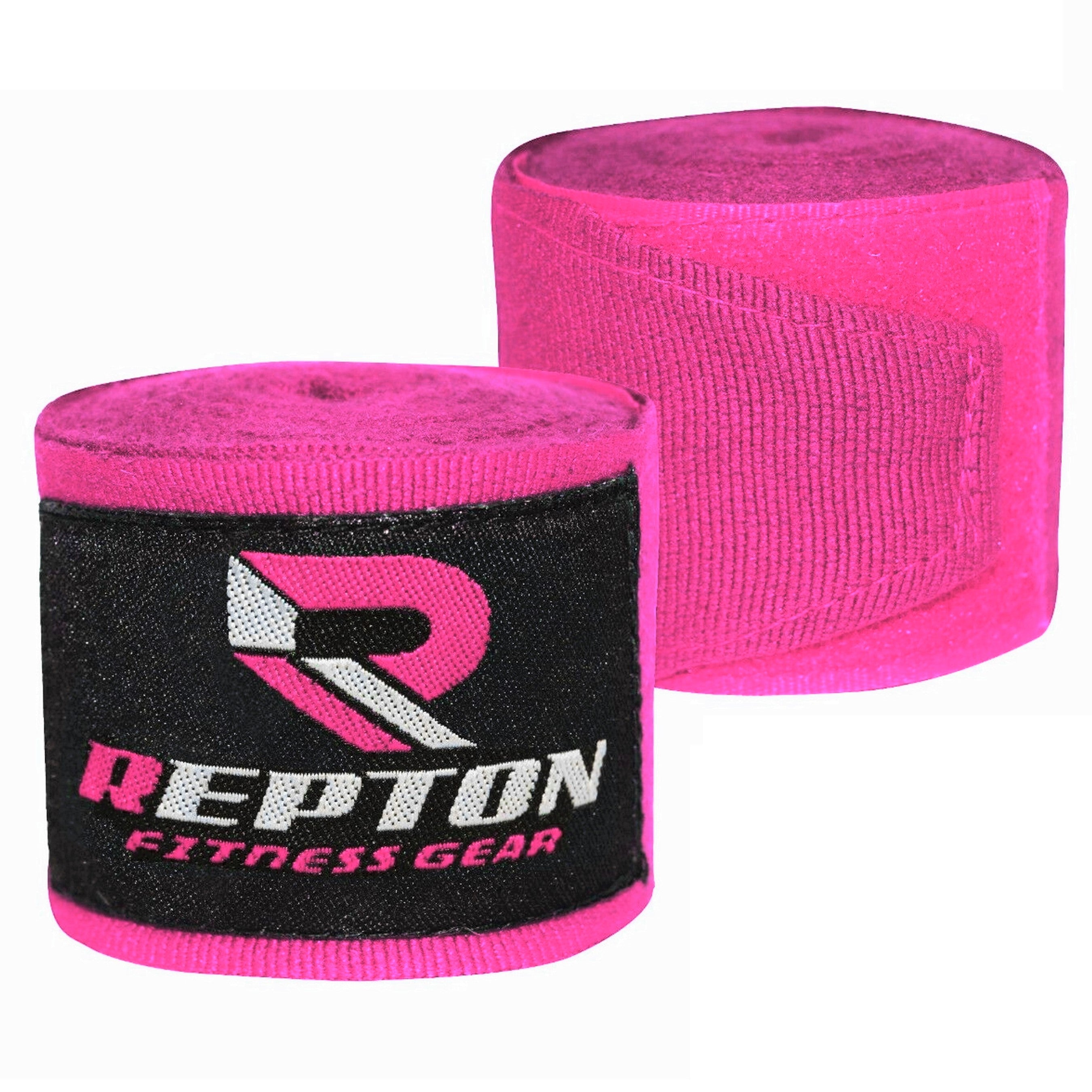 Boxing Hand Wraps for Men- Cotton Hand Gloves with Hook & Loop Strap & Thumb Loop -Elasticated Bandages Wrist Support tape - Great for MMA, Muay Thai, Kickboxing- Unisex Adult Pair Repton Fitness and Boxing Gears