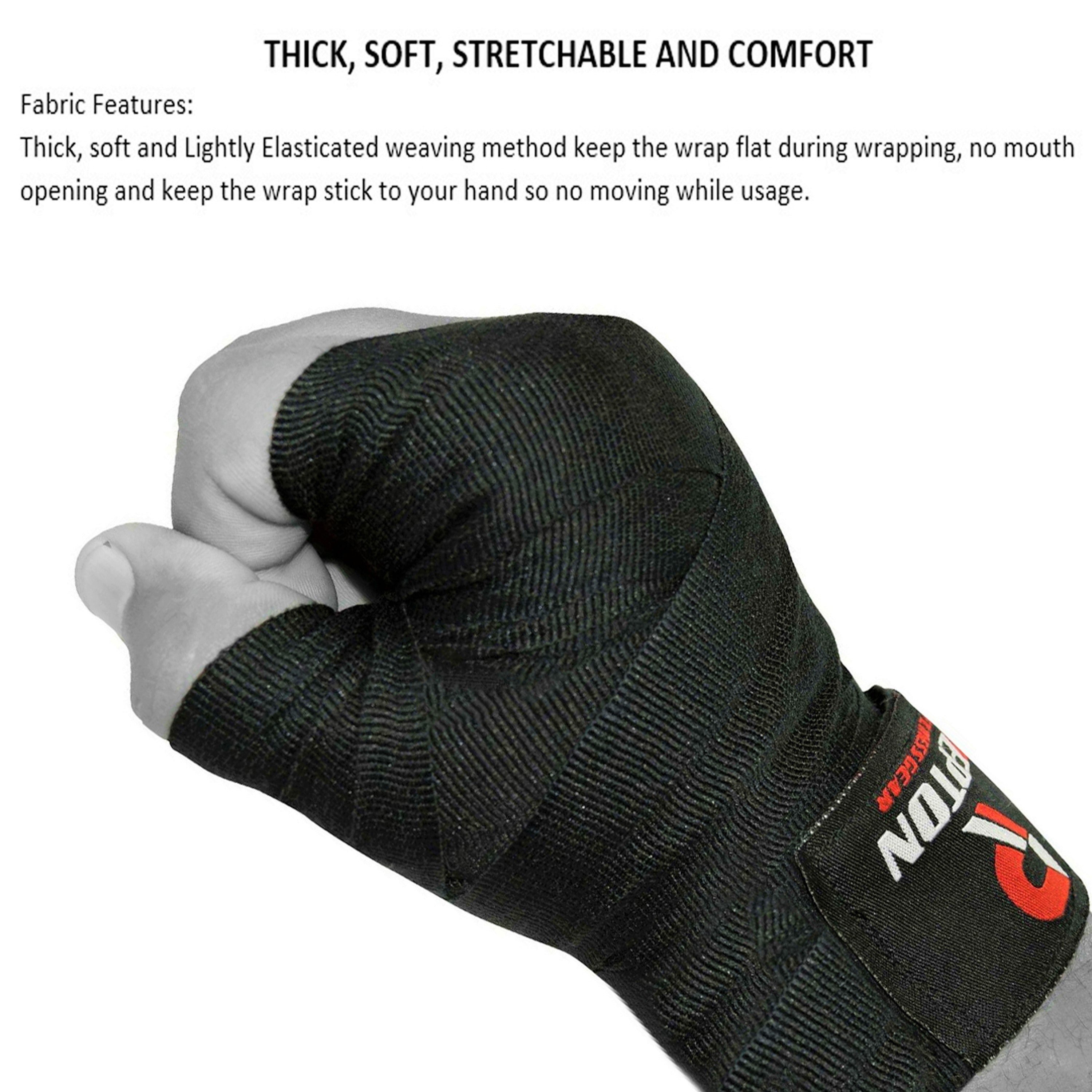 Boxing Hand Wraps for Men- Cotton Hand Gloves with Hook & Loop Strap & Thumb Loop -Elasticated Bandages Wrist Support tape - Great for MMA, Muay Thai, Kickboxing- Unisex Adult Pair Repton Fitness and Boxing Gears