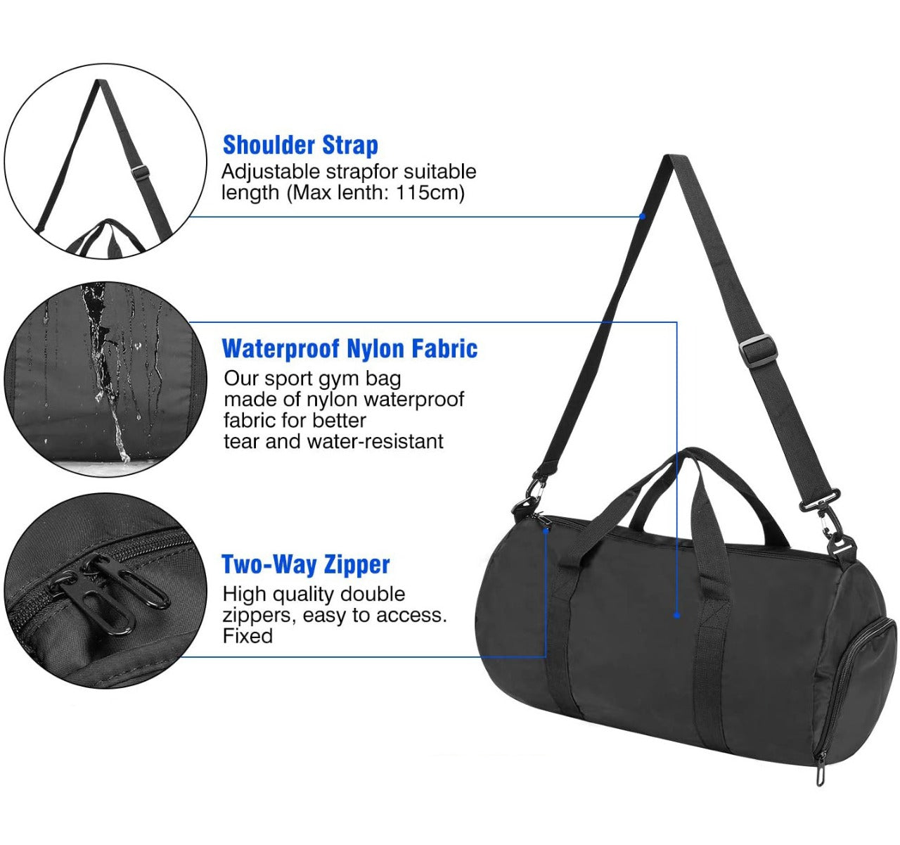 Gym Duffle Bag Barrel Bag With Shoe Compartment Repton Fitness Gear