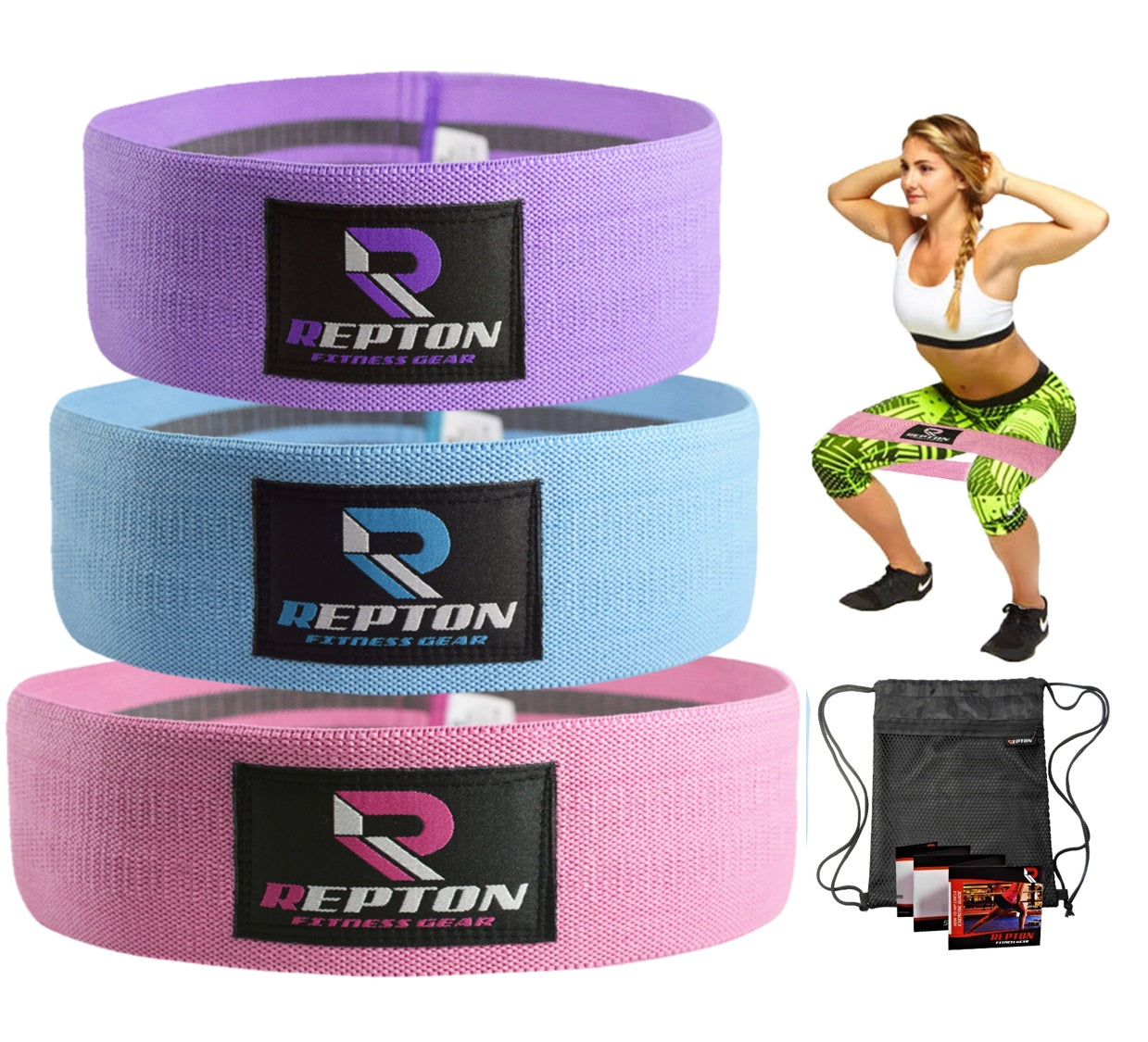 Set Of 3 Resistance Bands HIP CIRCLE Glute Leg Squat Exercise Strength Booty Band NonSlip Repton Fitness Gear