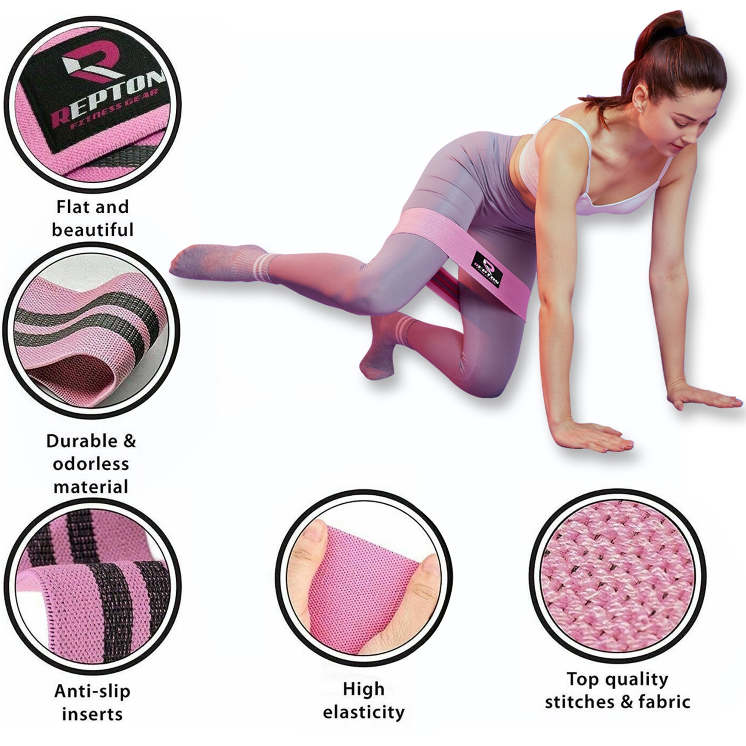 Booty Band Fascia Di Resistenza In Tessuto Per Glutei – Set Da 5 Livelli, Per Allenamento Donne E Uomini