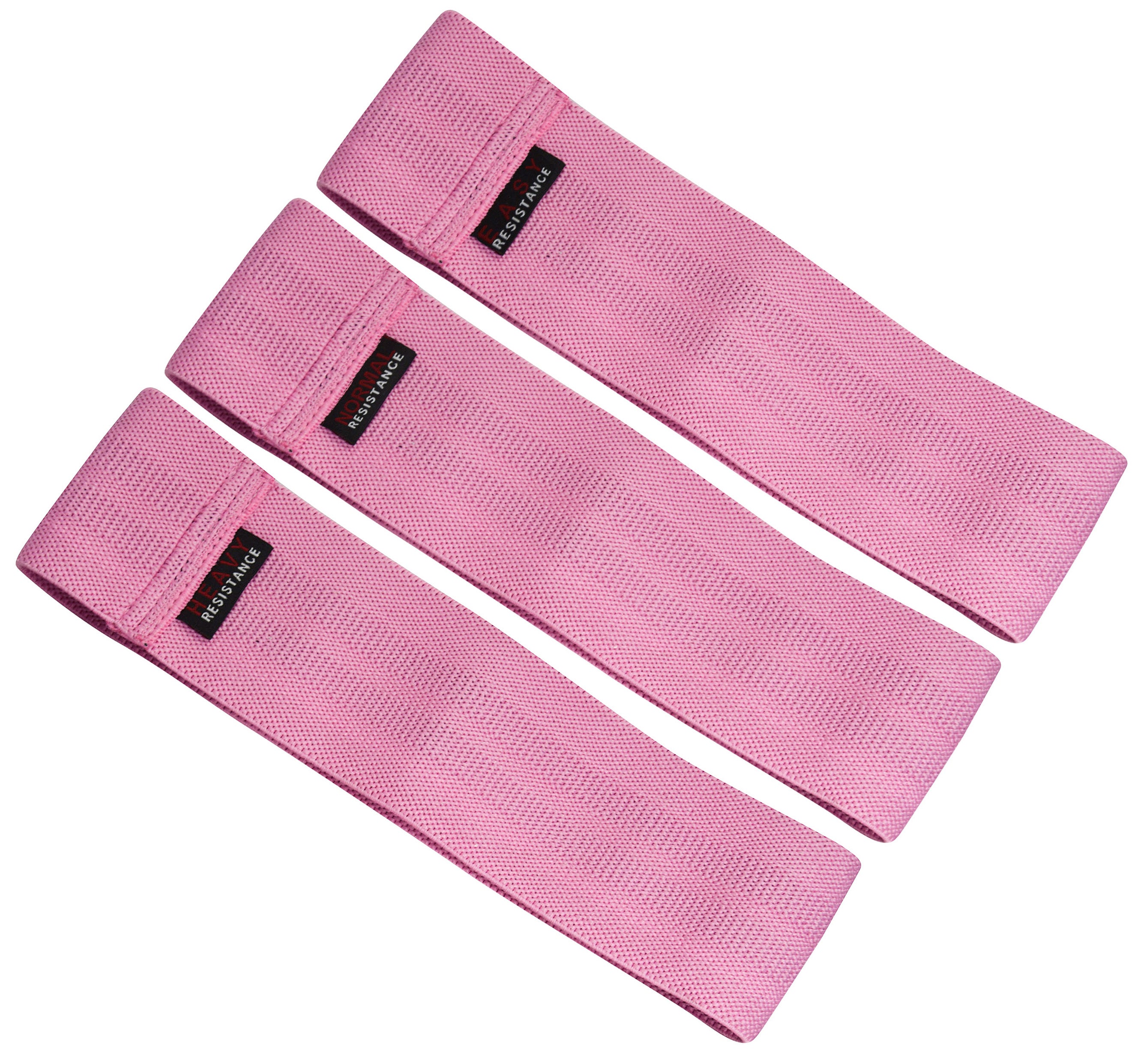 Pink Set Of 3 Resistance Booty Bands with Easy Normal and Heavy Resistance Repton Fitness Gear